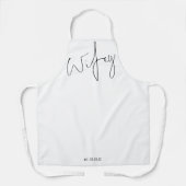 Modern Script Wifey Date Schwarz-weiß Schürze (Vorderseite)