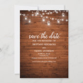 Modern Script Wood Jar Lights Save the Date Card Einladung (Rückseite)