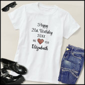 Modern Script Year And Name 21st. Birthday T-Shirt
