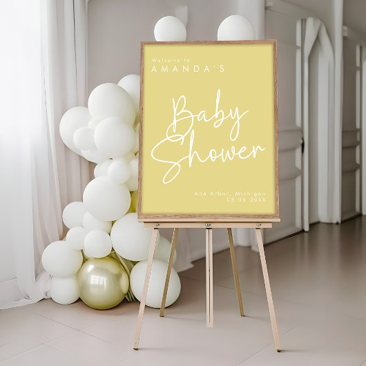 Modern Script Yellow Oh Baby Simple Welcome Poster