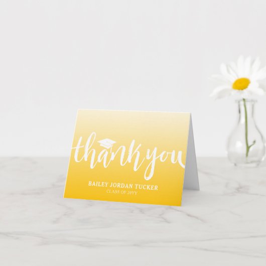 Modern Script Yellow Ombre Abschluss Vielen Dank Karte (Kleines Gewächs)