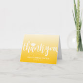Modern Script Yellow Ombre Abschluss Vielen Dank Karte (Vorderseite)