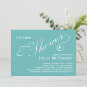 Modern Scripts Baby Dusche Einladung - Blue (Stehend Vorderseite)