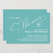 Modern Scripts Baby Dusche Einladung - Blue (Vorne/Hinten)