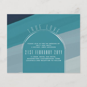 Modern Sea Glass Ocean Peacock Blue Teal Wedding Flyer