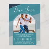 Modern Sea Glass Ocean Peacock Blue Teal Wedding Postkarte (Vorderseite)