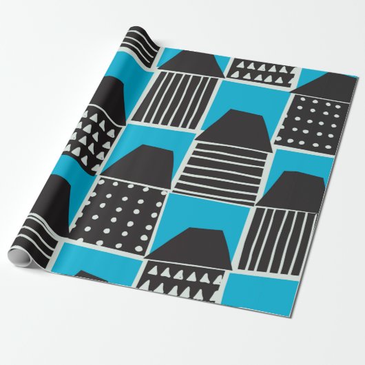 Modern seamless pattern with houses in black and b geschenkpapier (Ungerollt)