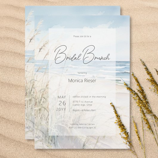 Modern Seaside Watercolor Beach Bridal Brunch Einladung