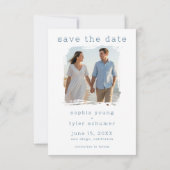 Modern Seaside Watercolor Beach Grasses Wedding Save The Date (Rückseite)