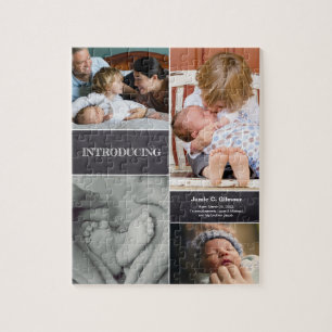 Modern Second Baby Birth Announcement Puzzle