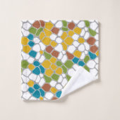 Modern, Senfgelb, aquamarin, grün, weiß Badhandtuch Set (Waschlappen)