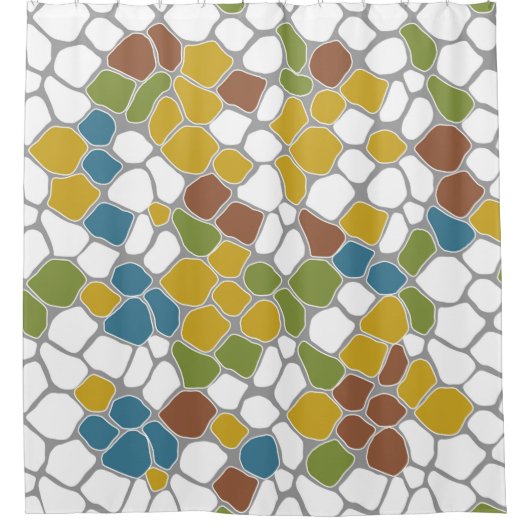 Modern, Senfgelb, aquamarin, grün, weiß Duschvorhang (Vorderseite)