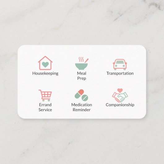 Modern Senior Caregiver Home Help Visitenkarte (Rückseite)