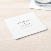 Modern Serif Black White Wedding Paper Coaster Rechteckiger Pappuntersetzer (angewinkelt)