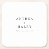 Modern Serif Black White Wedding Paper Coaster Rechteckiger Pappuntersetzer (Vorderseite)