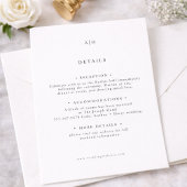 Modern Serif Monogram Editorial Wedding Deatils Begleitkarte
