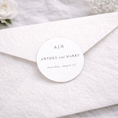 Modern Serif Monogram Round Envelope Seal Sticker