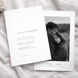Modern Serif Typography Black and White Wedding Einladung