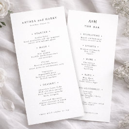 Modern Serif Wedding Dinner And Bar Menu Card Menükarte
