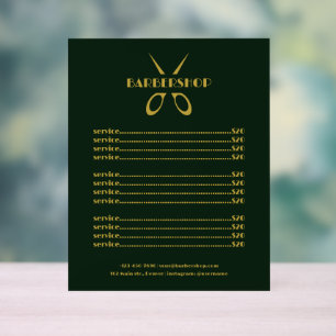 Modern Services Menü Green Barbershop Preisliste Acrylschild