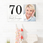 Modern Seveny Black White Photo 70th Birthday Banner (Insitu)