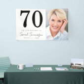 Modern Seveny Black White Photo 70th Birthday Banner (Messeveranstaltung)