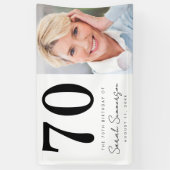 Modern Seveny Black White Photo 70th Birthday Banner (Vertikal)