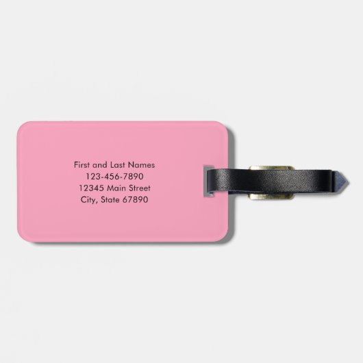 Modern Shadow Monogram Pink Personalisiert Gepäckanhänger (Rückseite horizontal)