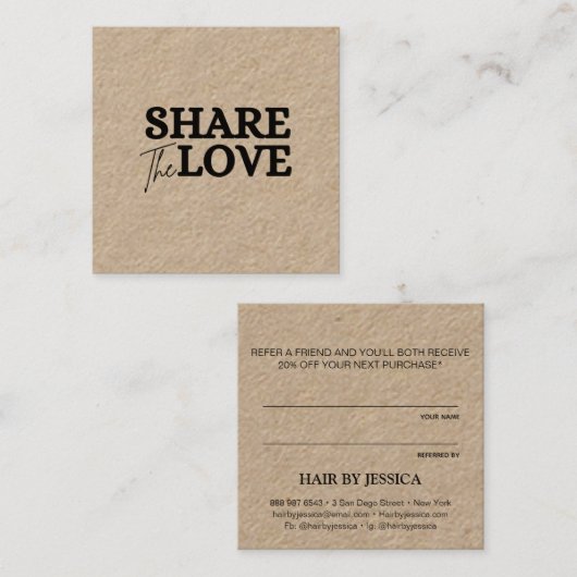 Modern Share the Liebe kraft bezeichnen einen Freu Empfehlungskarte (Vorne/Hinten)