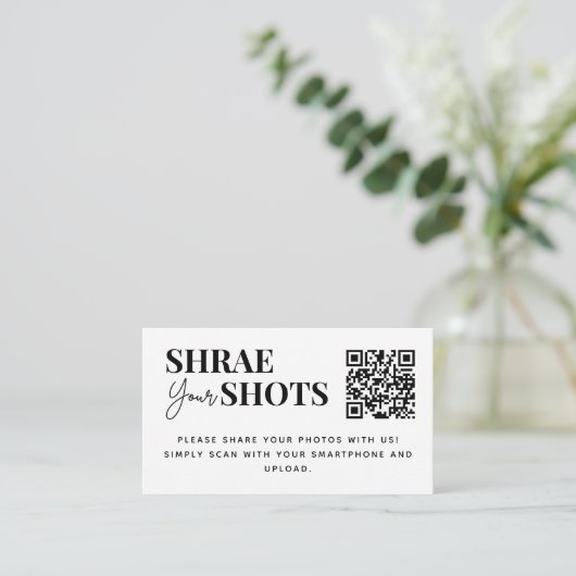 Modern Share your Shots QR-Code Begleitkarte (Stehend Vorderseite)