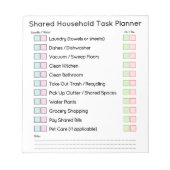 Modern Shared Household Tasks Planner Notizblock (Vorderseite)