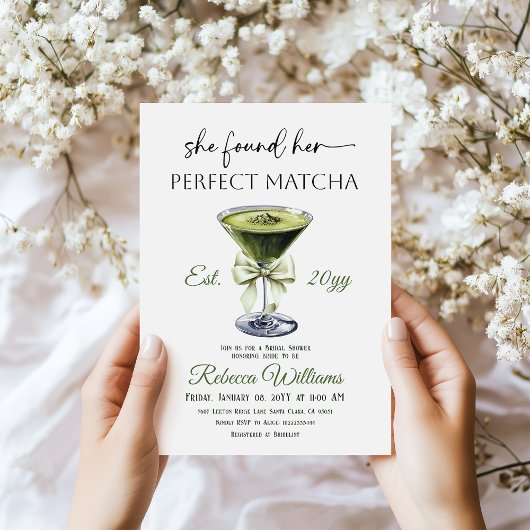 Modern She Found Her Perfect Matcha Bridal Shower Einladung