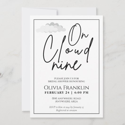 Modern She is on Cloud 9 Brautparty Einladung (Vorderseite)