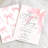 Modern She's Tying The Knot Pink Bow Bridal Shower Einladung