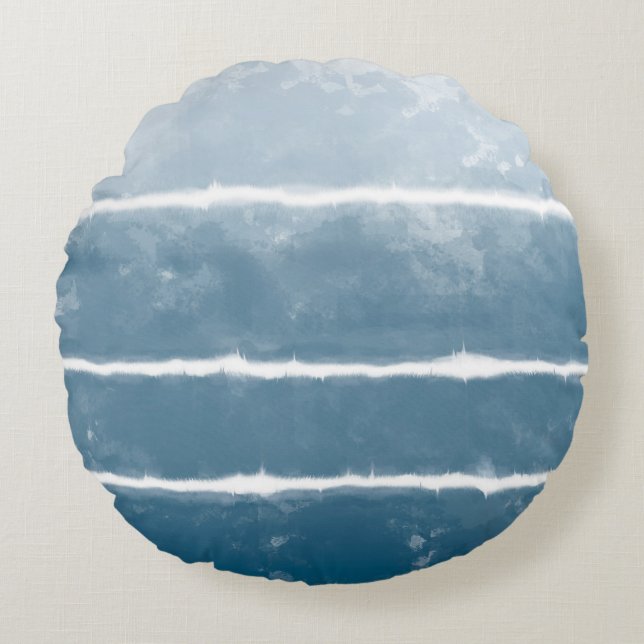 Modern Shibori Ombre Retro Gefärbte Krawatte Hippi Rundes Kissen (Vorderseite)