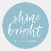 Modern Shine Bright Winter Blue Holiday Runder Aufkleber (Vorderseite)