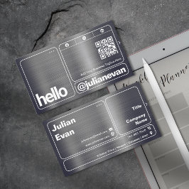 Modern Shiny Metal Bold Typografy Hello Visitenkarte