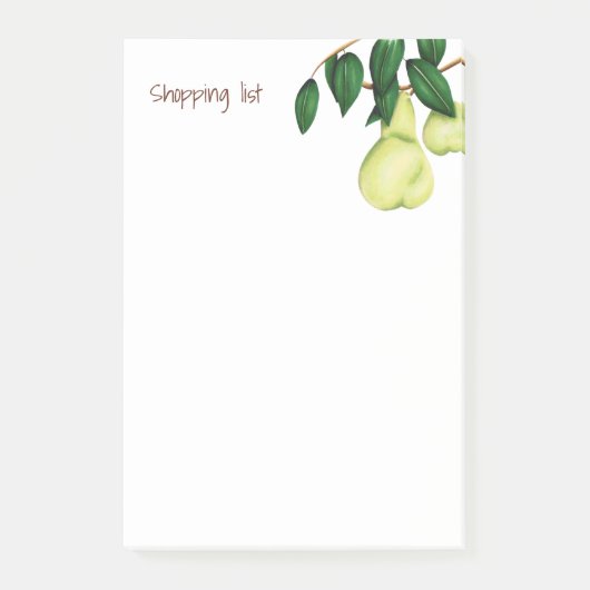 Modern Shopping List Grüner Birnbaum Post-it Klebezettel (Vorderseite)