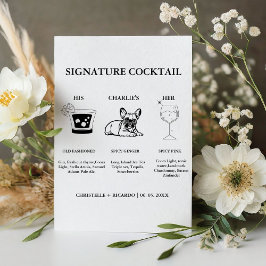 Modern Signature Coctail Drink Hochzeit Bar Zeiche Sockelschild