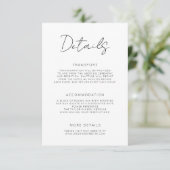 Modern Signature Script Minimal Wedding Details Begleitkarte (Stehend Vorderseite)