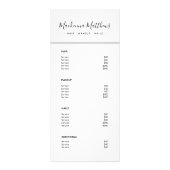 Modern Signature Script White Salon Service Menü (Vorne)