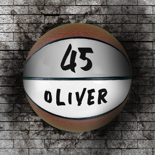 Modern Silber-Metallischer Spielername und -nummer Basketball