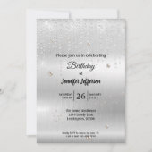 Modern silberne Geburtstagseinladung Einladung (Vorderseite)