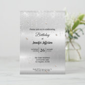 Modern silberne Geburtstagseinladung Einladung (Stehend Vorderseite)