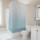 Modern silberner Glitzer Glitzern ombre staubblau Duschvorhang (Beispiel)