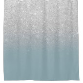 Modern silberner Glitzer Glitzern ombre staubblau Duschvorhang (Vorderseite)