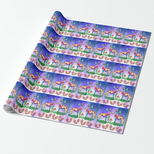 Modern Silken Windhound Wrapping Paper Geschenkpapier (Ungerollt)