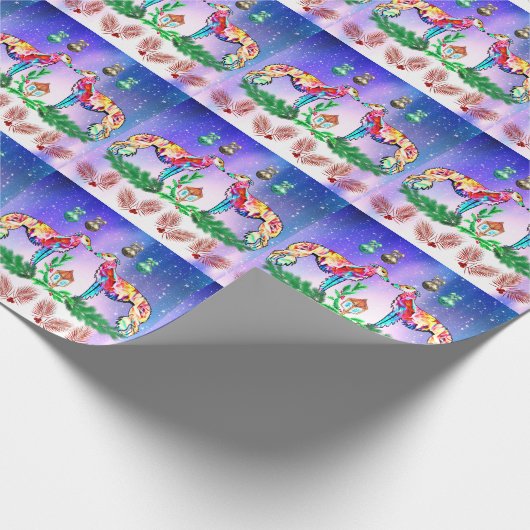 Modern Silken Windhound Wrapping Paper Geschenkpapier (Ecke)