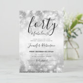 Modern Silver 40 & Fabulous 40. Geburtstag Einladung (Stehend Vorderseite)