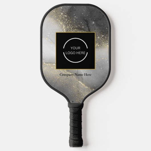 Modern Silver and Gold Company Name & Logo Pickleball Schläger (Vorderseite)